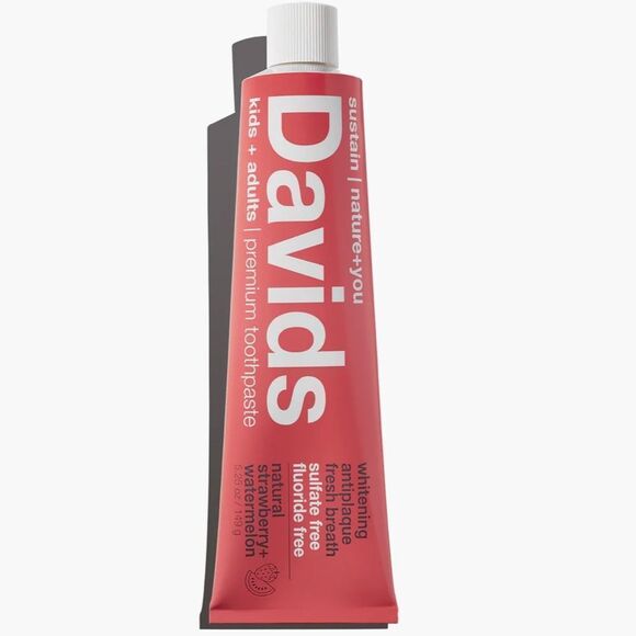 NWT David’s Natural Toothpaste Kids + adults strawberry watermelon - Picture 4 of 7